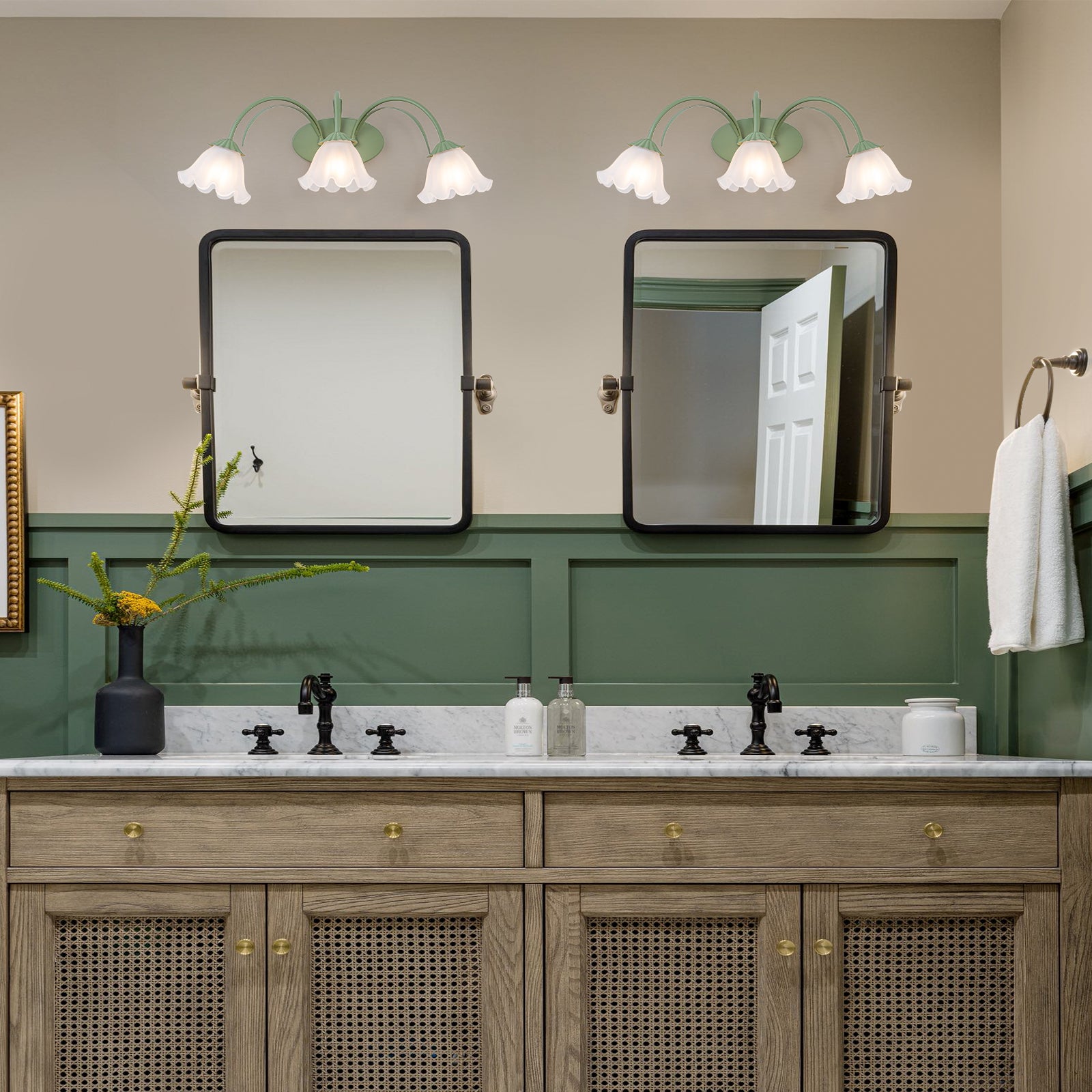 White Sage Green Frosted Glass Ceramic 3-Light Wall Sconce | SKU 81010000087808 | A81010000087808 (4).jpg