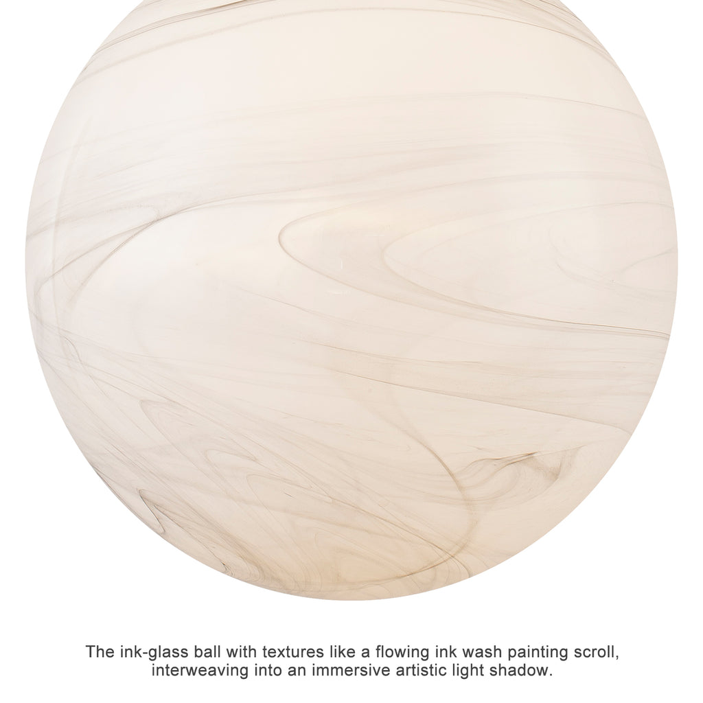 Natural Brass Matte White Clear Glass Ceramic Globe Pendant Light | SKU 81010000088638 | A81010000088638 (5).jpg
