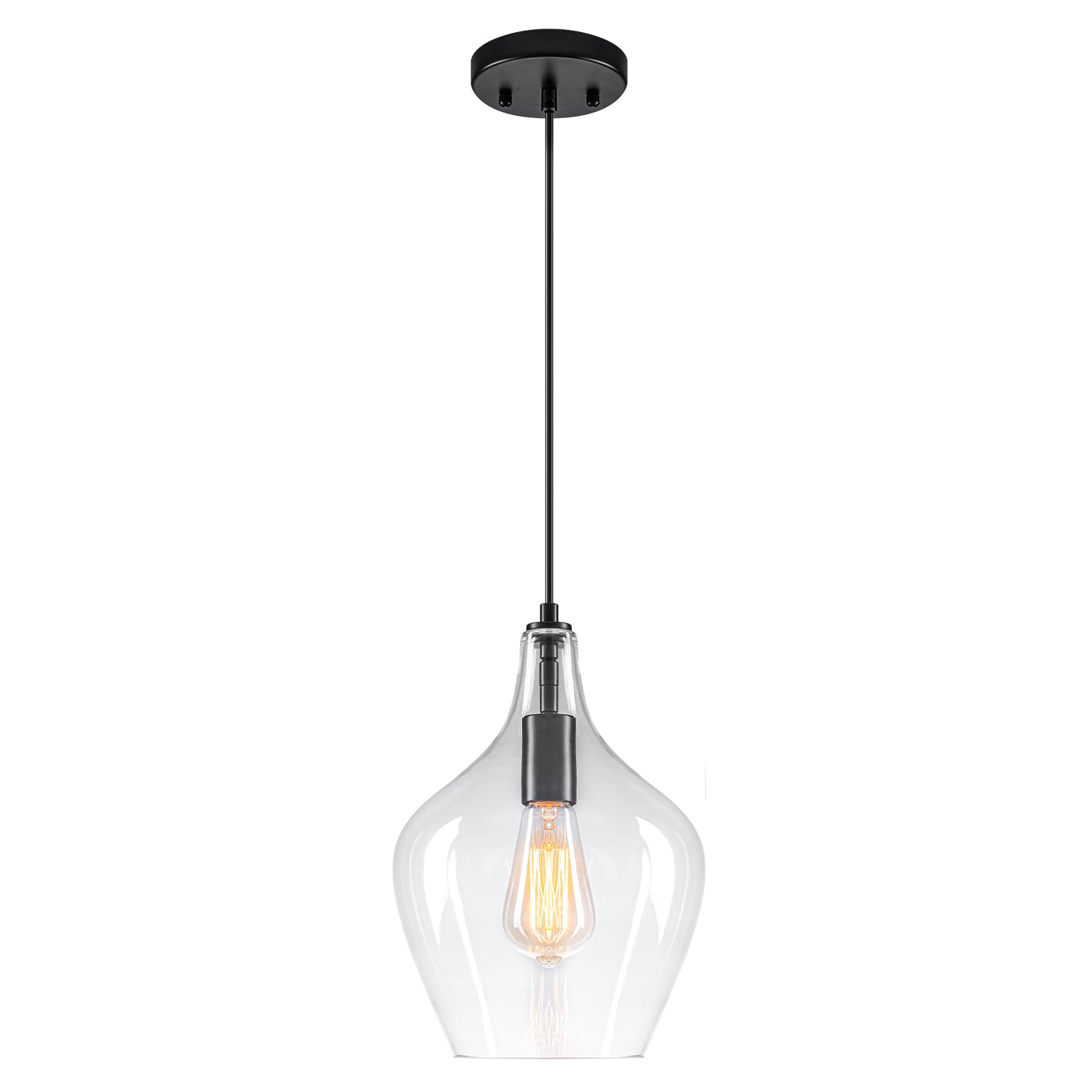 Matte Black Clear Glass Ceramic Single Pendant Light | SKU 81010000088868 | A81010000088868 (3).jpg