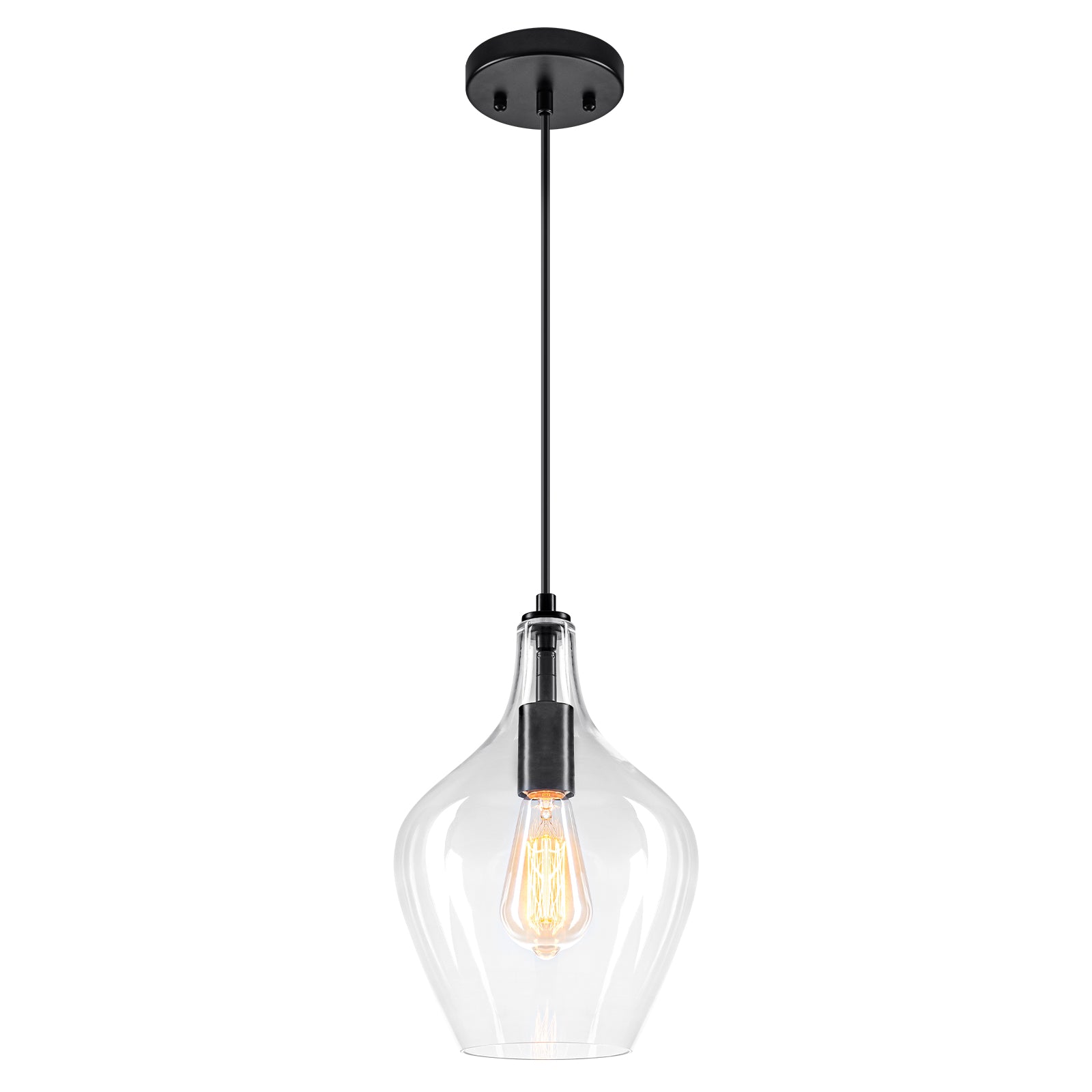 Matte Black Clear Glass Ceramic Single Pendant Light | SKU 81010000088868 | A81010000088868 (2).jpg