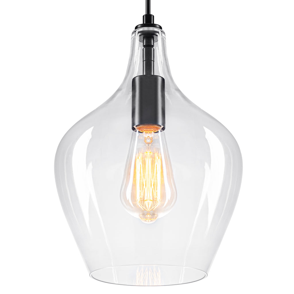 Matte Black Clear Glass Ceramic Single Pendant Light | SKU 81010000088868 | A81010000088868 (4).jpg