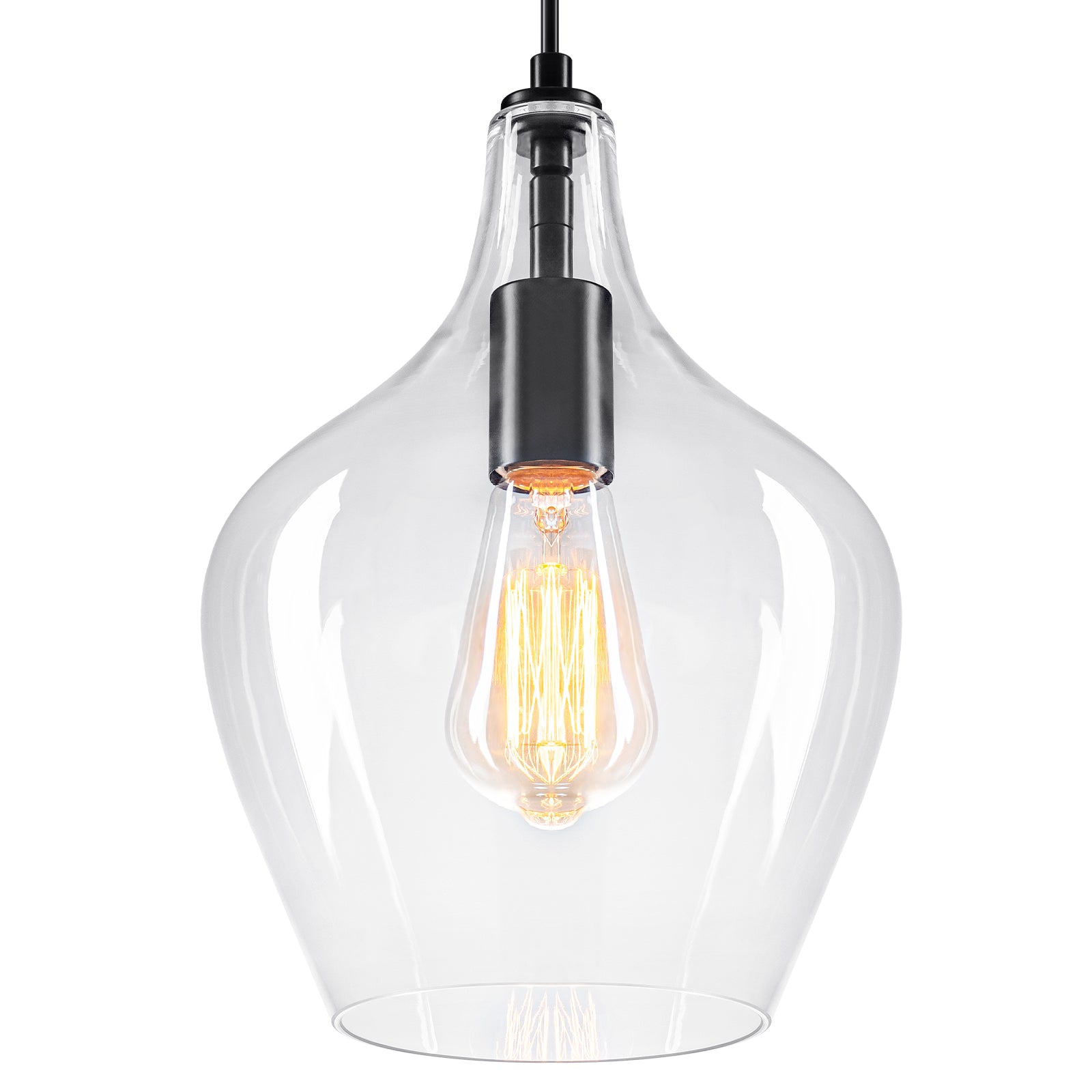 Matte Black Clear Glass Ceramic Single Pendant Light | SKU 81010000088868 | A81010000088868 (4).jpg
