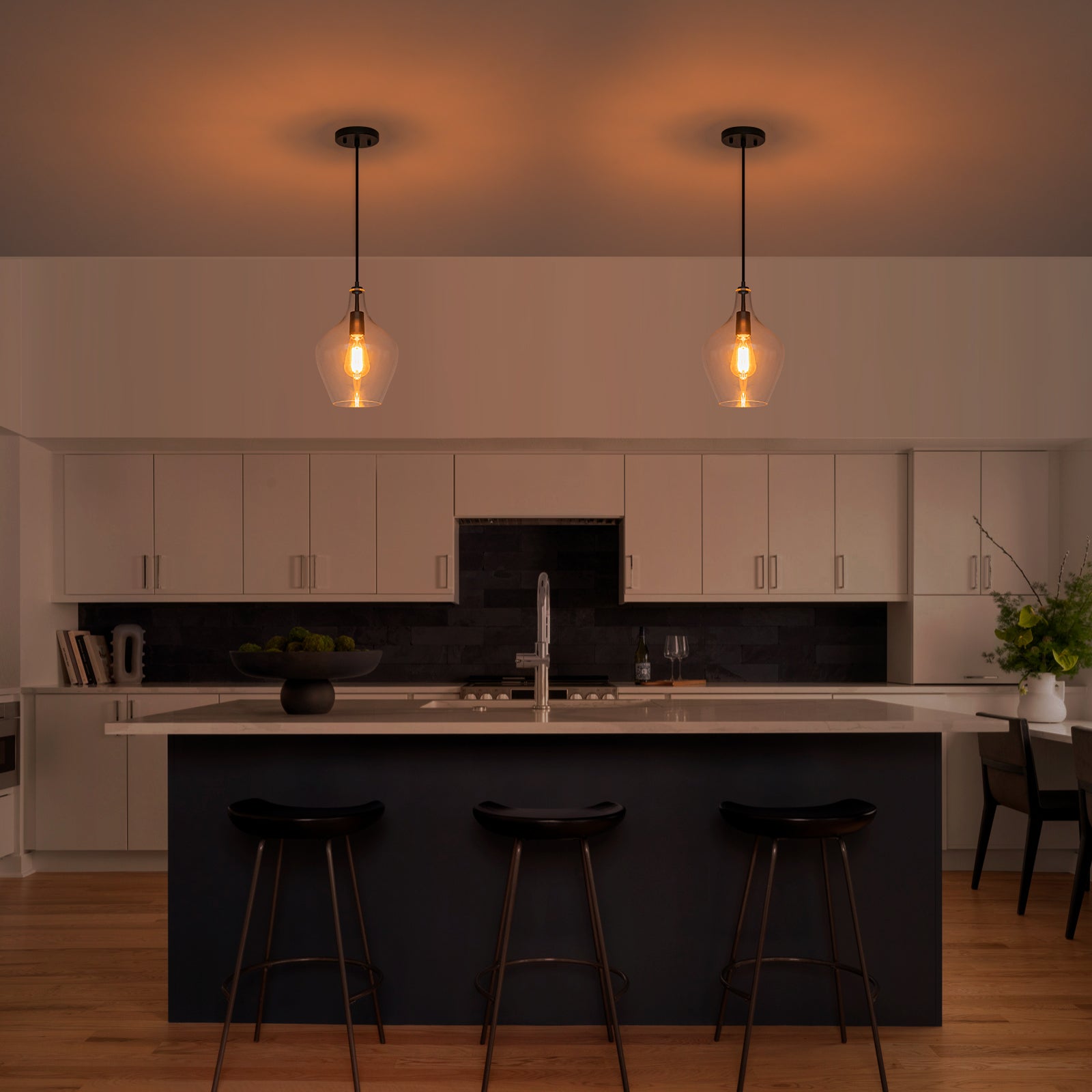 Matte Black Clear Glass Ceramic Single Pendant Light | SKU 81010000088868 | A81010000088868 (7).jpg