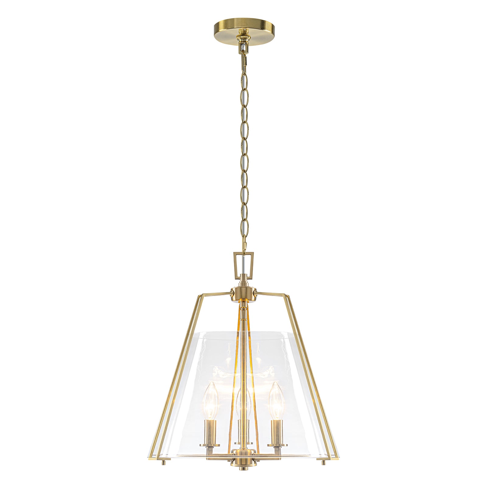 Natural Brass Clear Glass Ceramic 3-Light Dome Pendant Light | SKU 81010000088878 | A81010000088878 (7).jpg