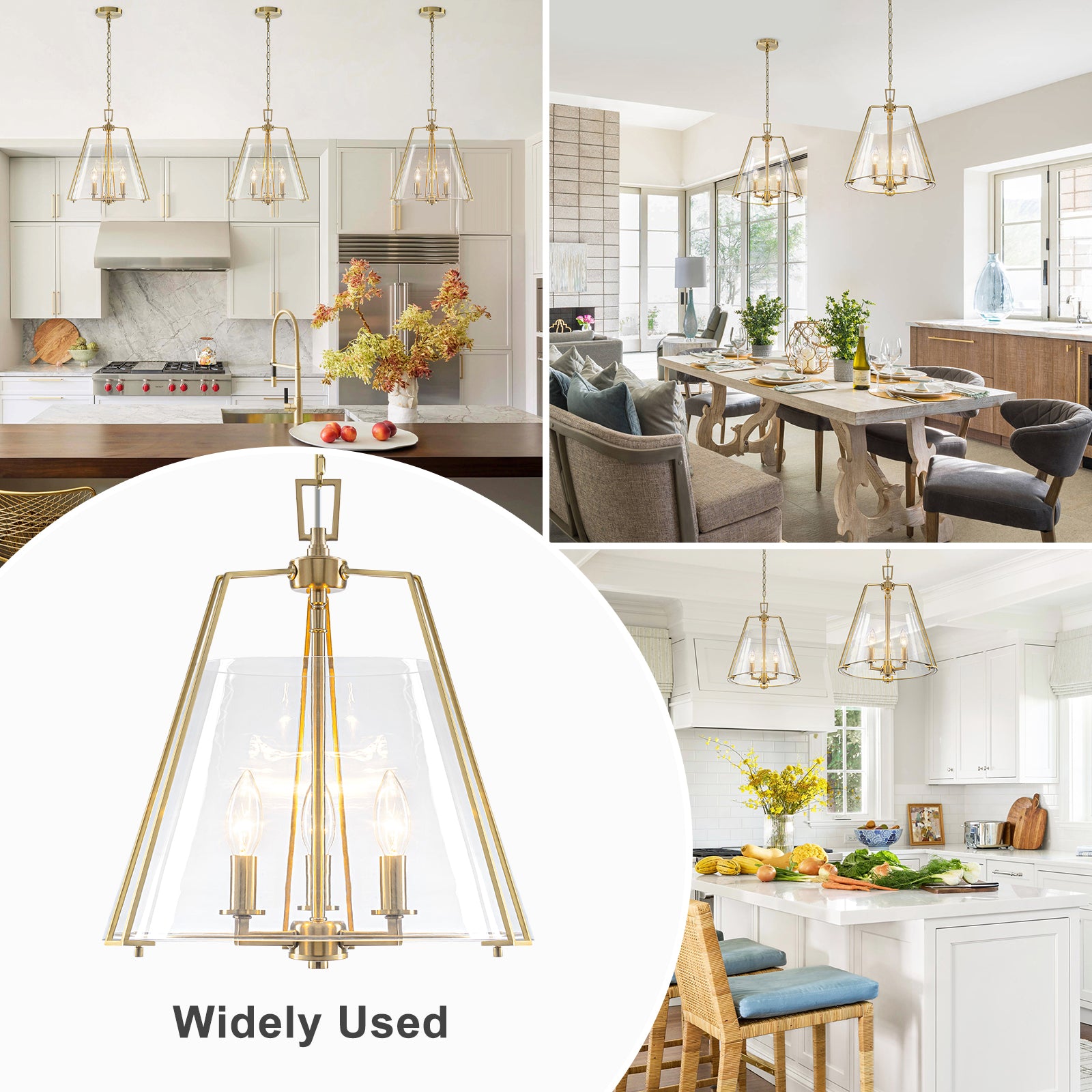 Natural Brass Clear Glass Ceramic 3-Light Dome Pendant Light | SKU 81010000088878 | A81010000088878 (1).jpg