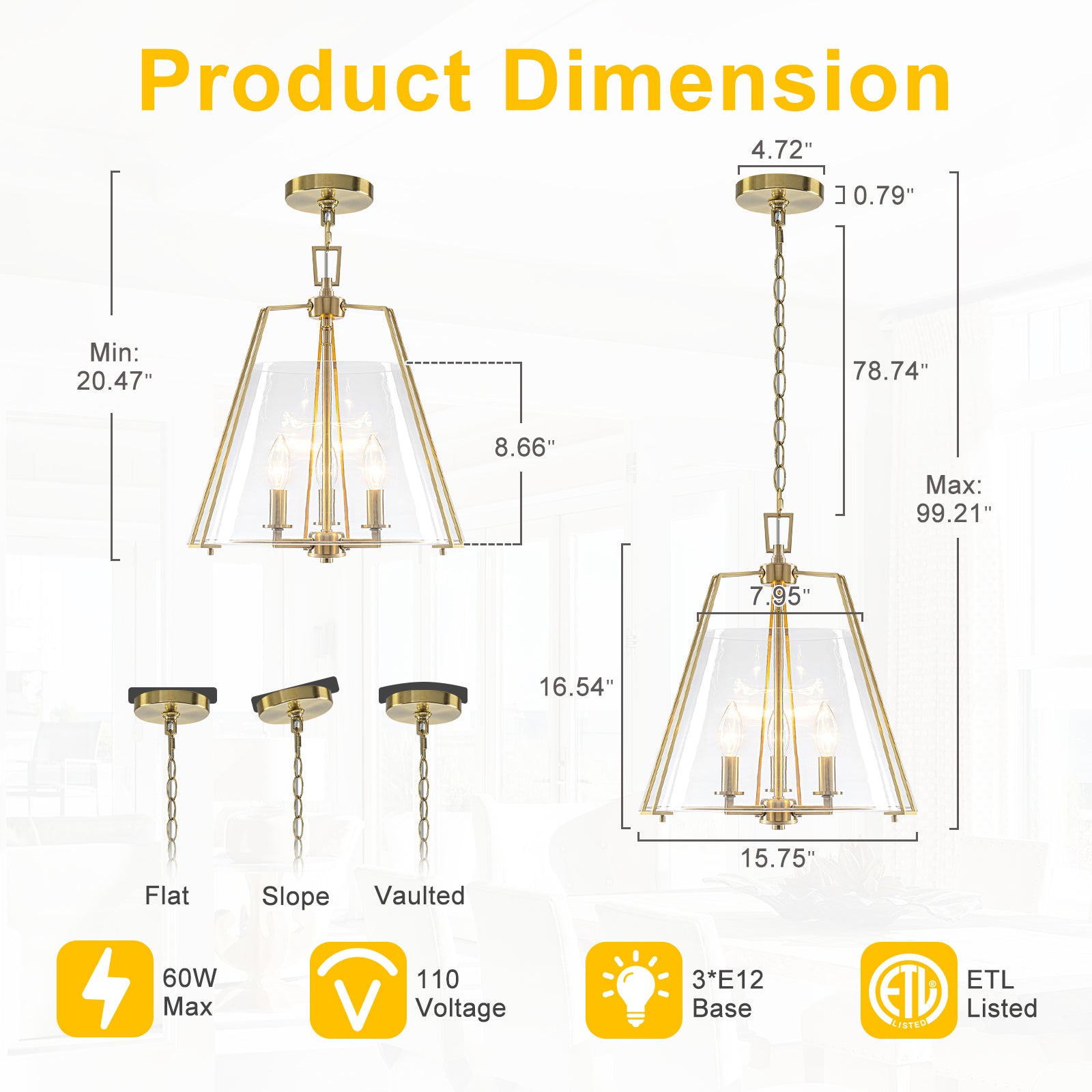 Natural Brass Clear Glass Ceramic 3-Light Dome Pendant Light | SKU 81010000088878 | A81010000088878 (2).jpg