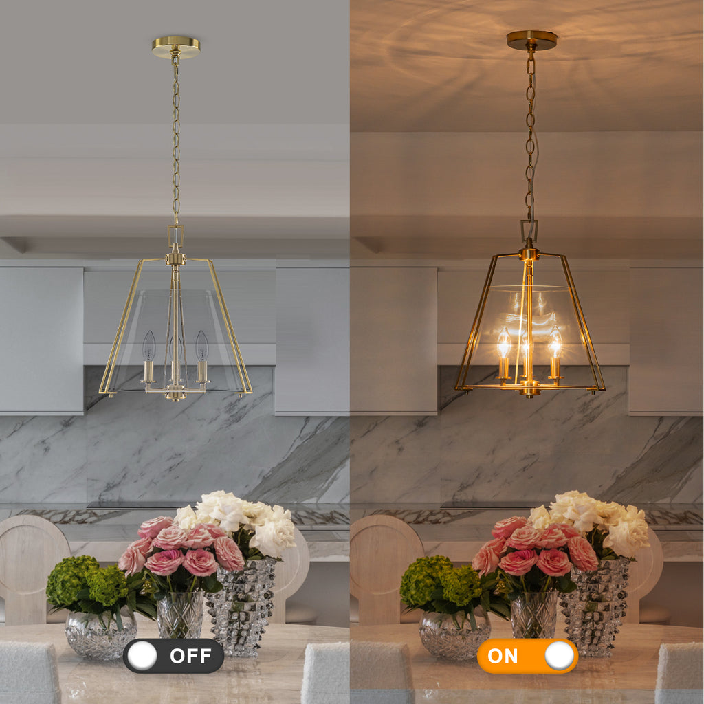 Natural Brass Clear Glass Ceramic 3-Light Dome Pendant Light | SKU 81010000088878 | A81010000088878 (3).jpg