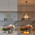 Natural Brass Clear Glass Ceramic 3-Light Dome Pendant Light | SKU 81010000088878 | A81010000088878 (3).jpg