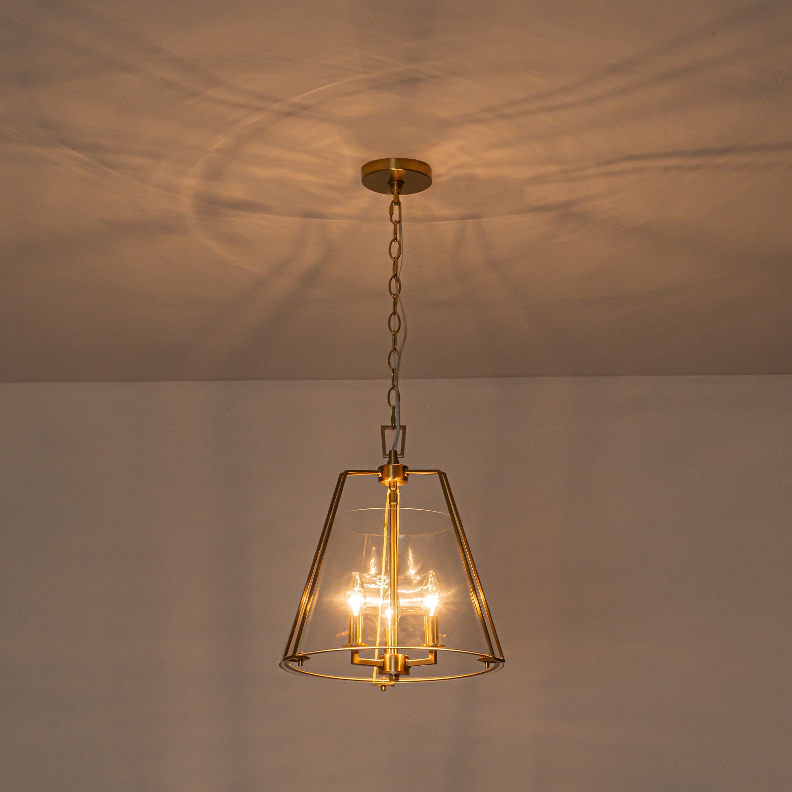 Natural Brass Clear Glass Ceramic 3-Light Dome Pendant Light | SKU 81010000088878 | A81010000088878 (5).jpg