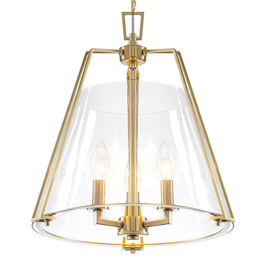 Natural Brass Clear Glass Ceramic 3-Light Dome Pendant Light | SKU 81010000088878 | A81010000088878 (8).jpg