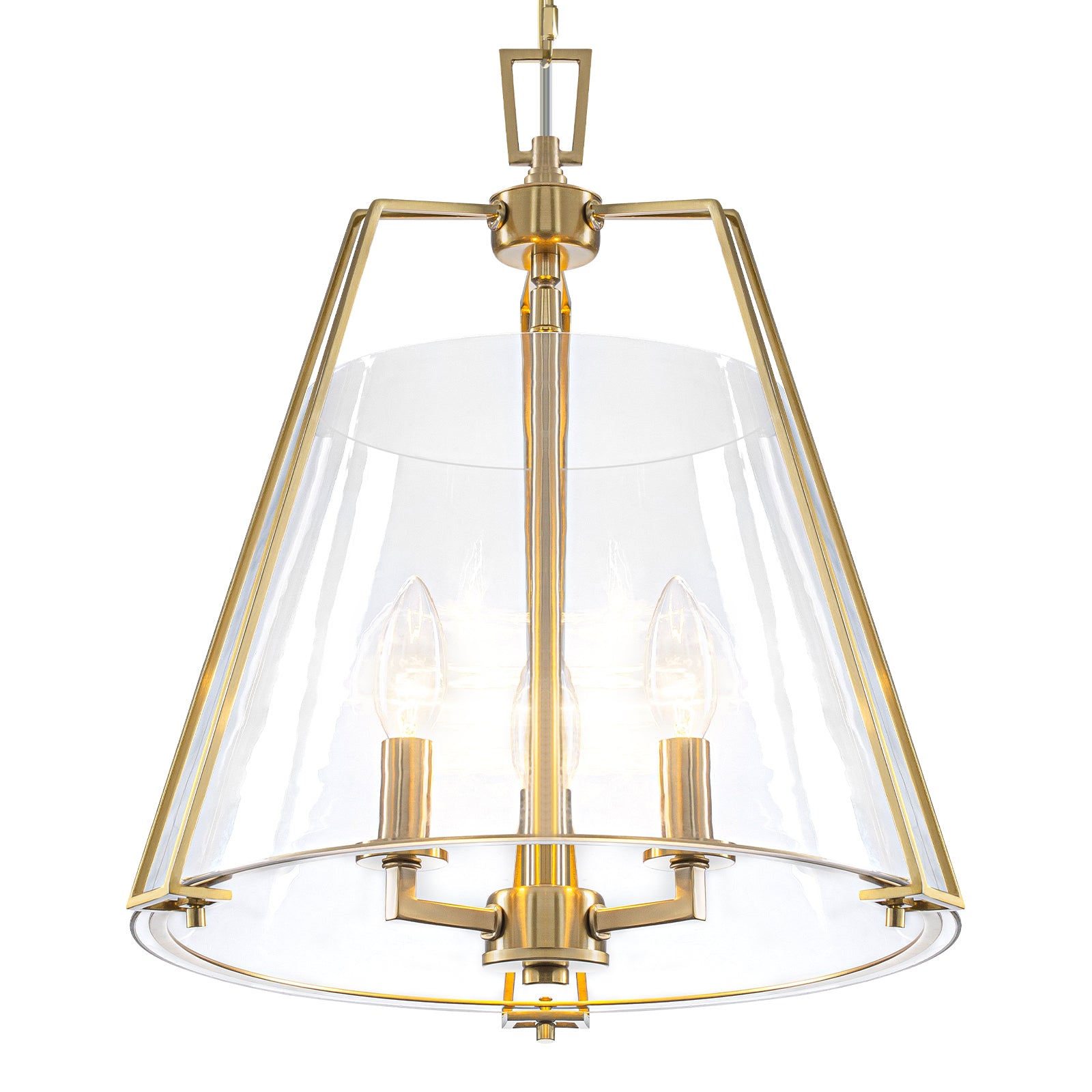 Natural Brass Clear Glass Ceramic 3-Light Dome Pendant Light | SKU 81010000088878 | A81010000088878 (8).jpg