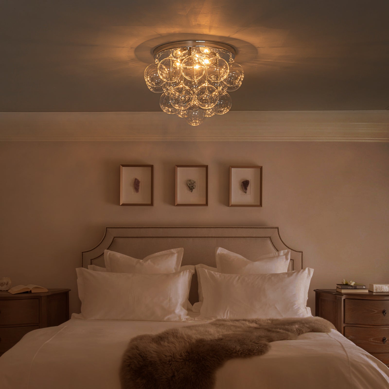 White Clear Glass Wood 3-Light Flush Mount Ceiling Light | SKU 81010000090058 | A81010000090058 (2).jpg