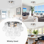 White Clear Glass Wood 3-Light Flush Mount Ceiling Light | SKU 81010000090058 | A81010000090058 (6).jpg