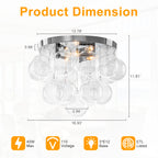 White Clear Glass Wood 3-Light Flush Mount Ceiling Light | SKU 81010000090058 | A81010000090058 (7).jpg