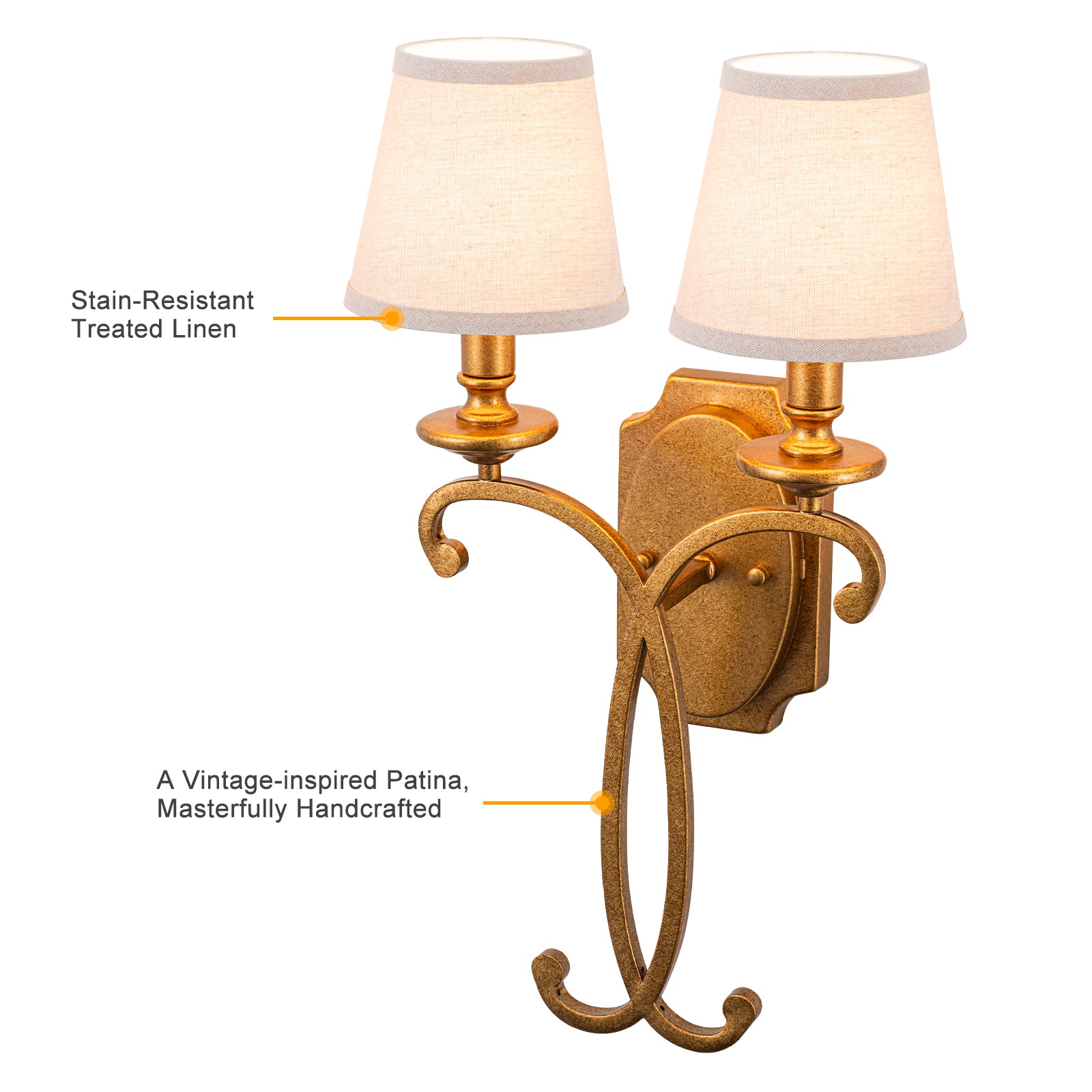 Gold Antique Brass Linen Wall Sconce | SKU 81010000090398 | A81010000090398 (4).jpg