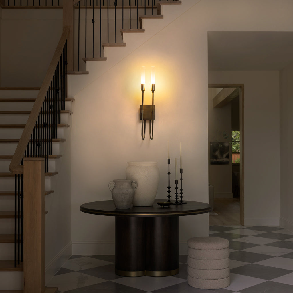 Antique Brass White Frosted Glass Acrylic 2-Light Wall Sconce | SKU 81010000090428 | A81010000090428 (4).jpg