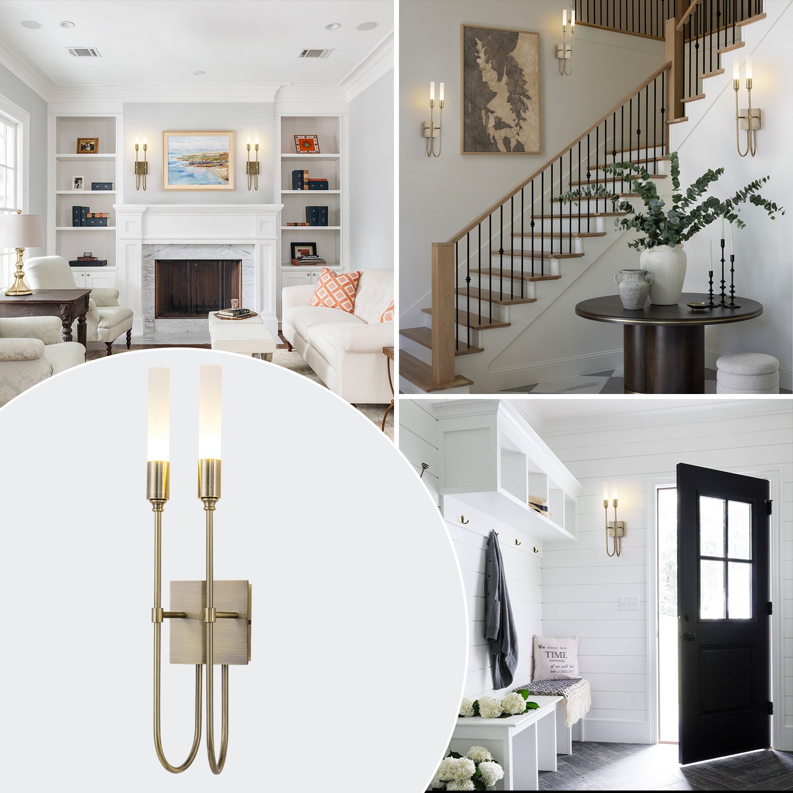 Antique Brass White Frosted Glass Acrylic 2-Light Wall Sconce | SKU 81010000090428 | A81010000090428 (7).jpg