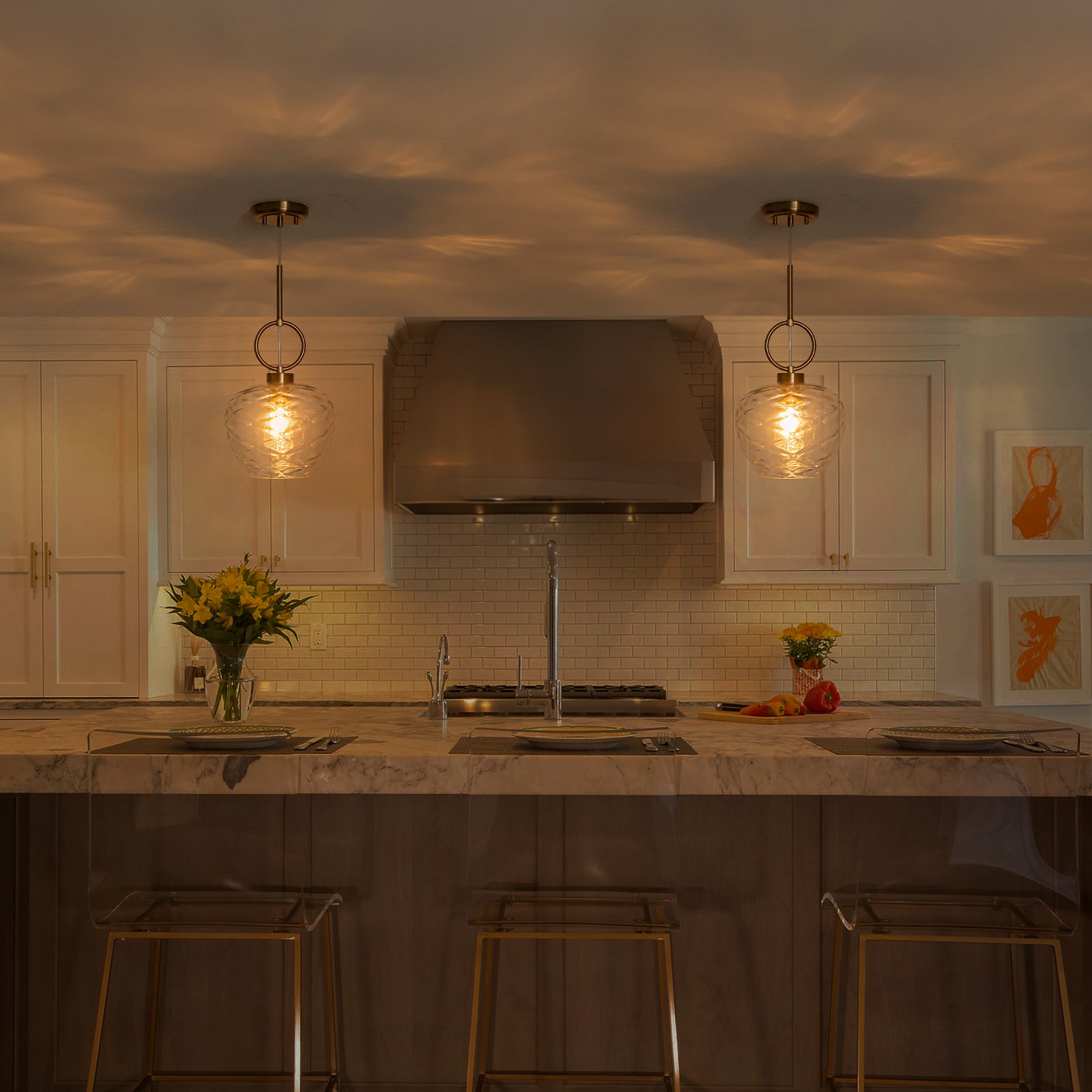 Natural Brass Light Brass Clear Glass Ceramic Single Pendant Light | SKU 81010000091488 | A81010000091488 (2).jpg