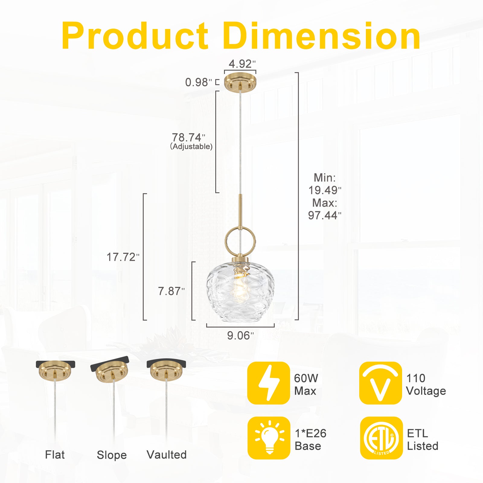 Natural Brass Light Brass Clear Glass Ceramic Single Pendant Light | SKU 81010000091488 | A81010000091488 (7).jpg