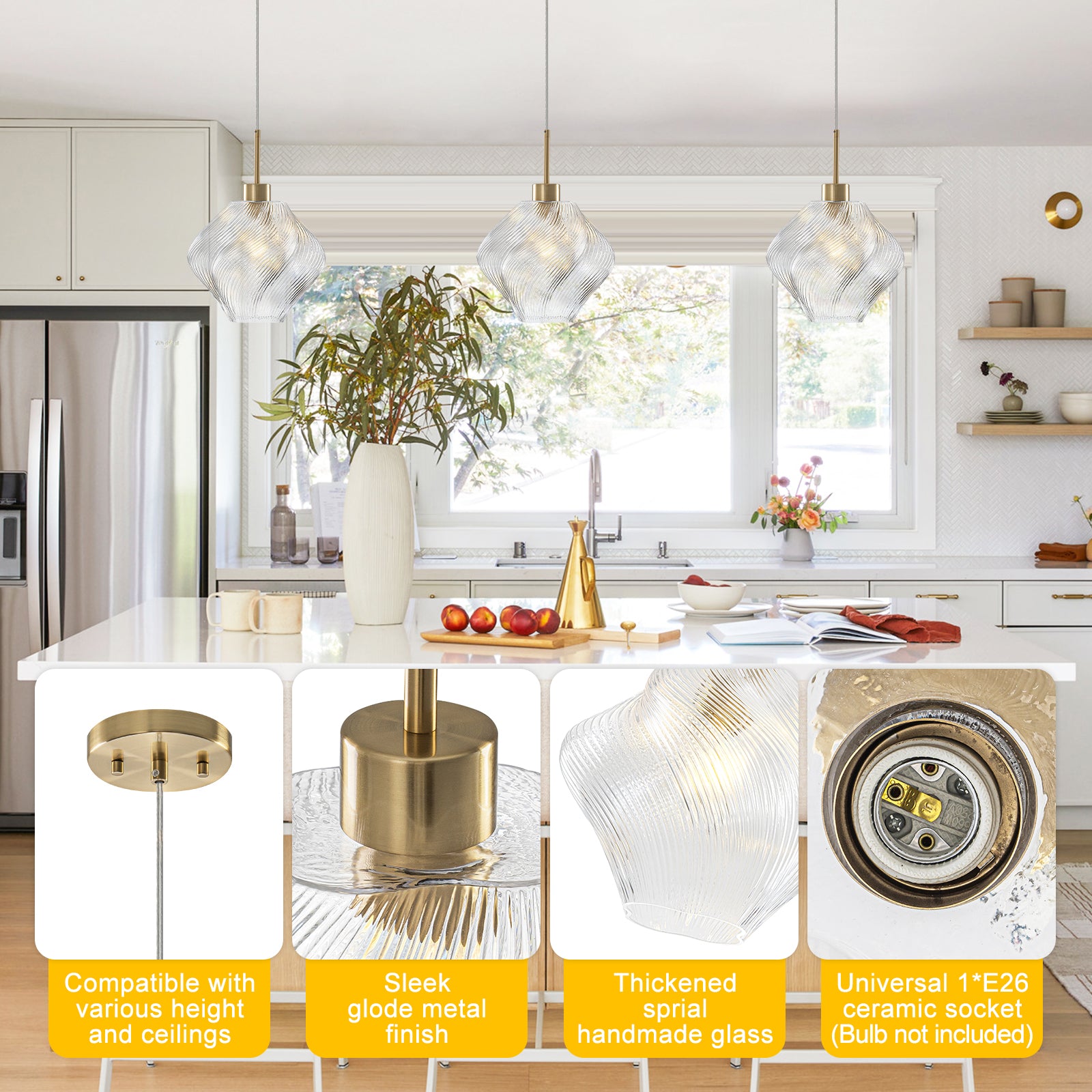 Natural Brass Light Brass Clear Glass Ceramic Single Pendant Light | SKU 81010000091498 | A81010000091498 (2).jpg