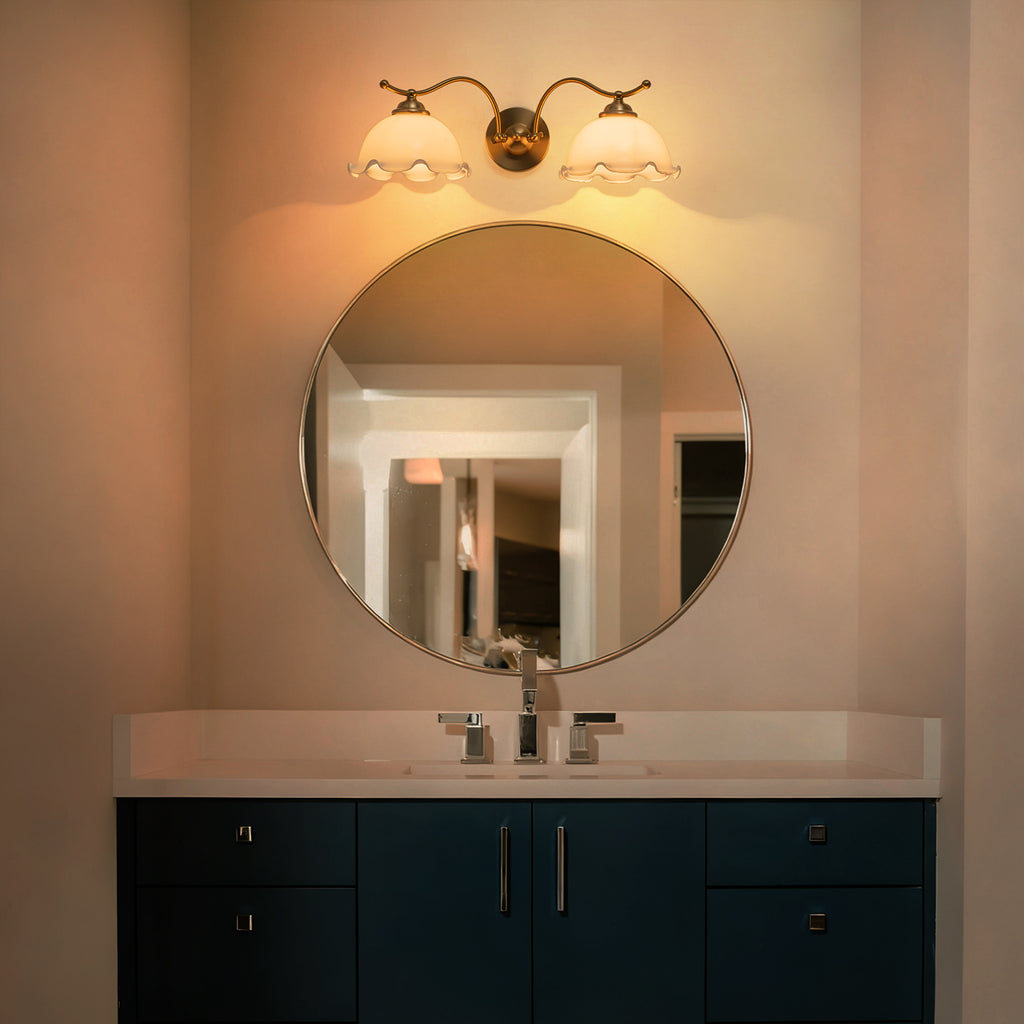 Natural Brass White Opal Glass Ceramic 2-Light Wall Sconce | SKU 81010000092888 | A81010000092888 (3).jpg