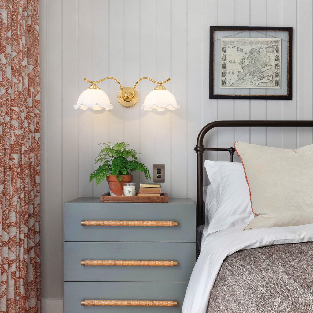 Natural Brass White Opal Glass Ceramic 2-Light Wall Sconce | SKU 81010000092888 | A81010000092888 (4).jpg