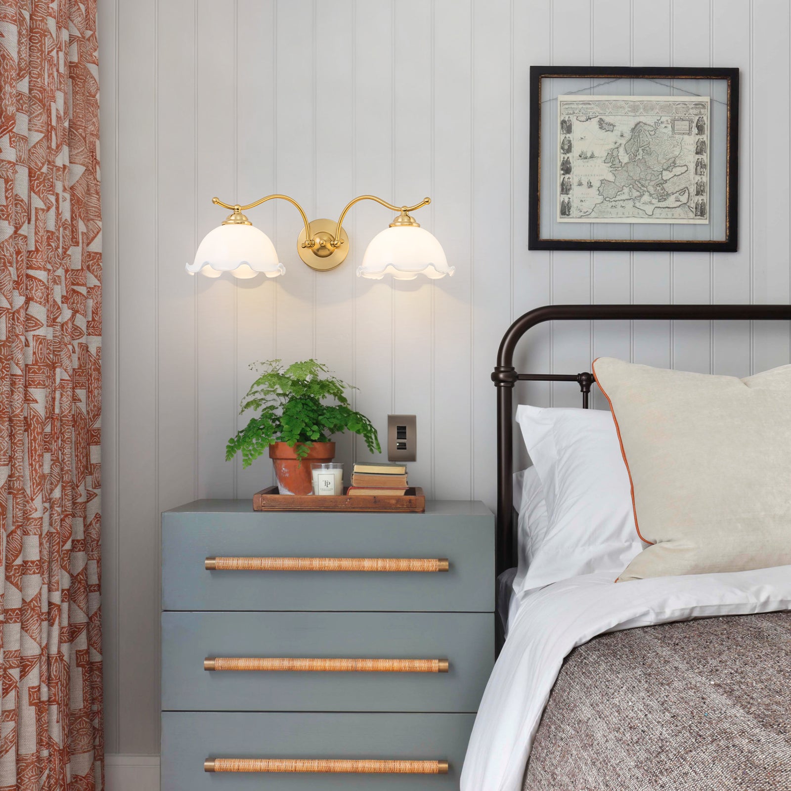Natural Brass White Opal Glass Ceramic 2-Light Wall Sconce | SKU 81010000092888 | A81010000092888 (4).jpg