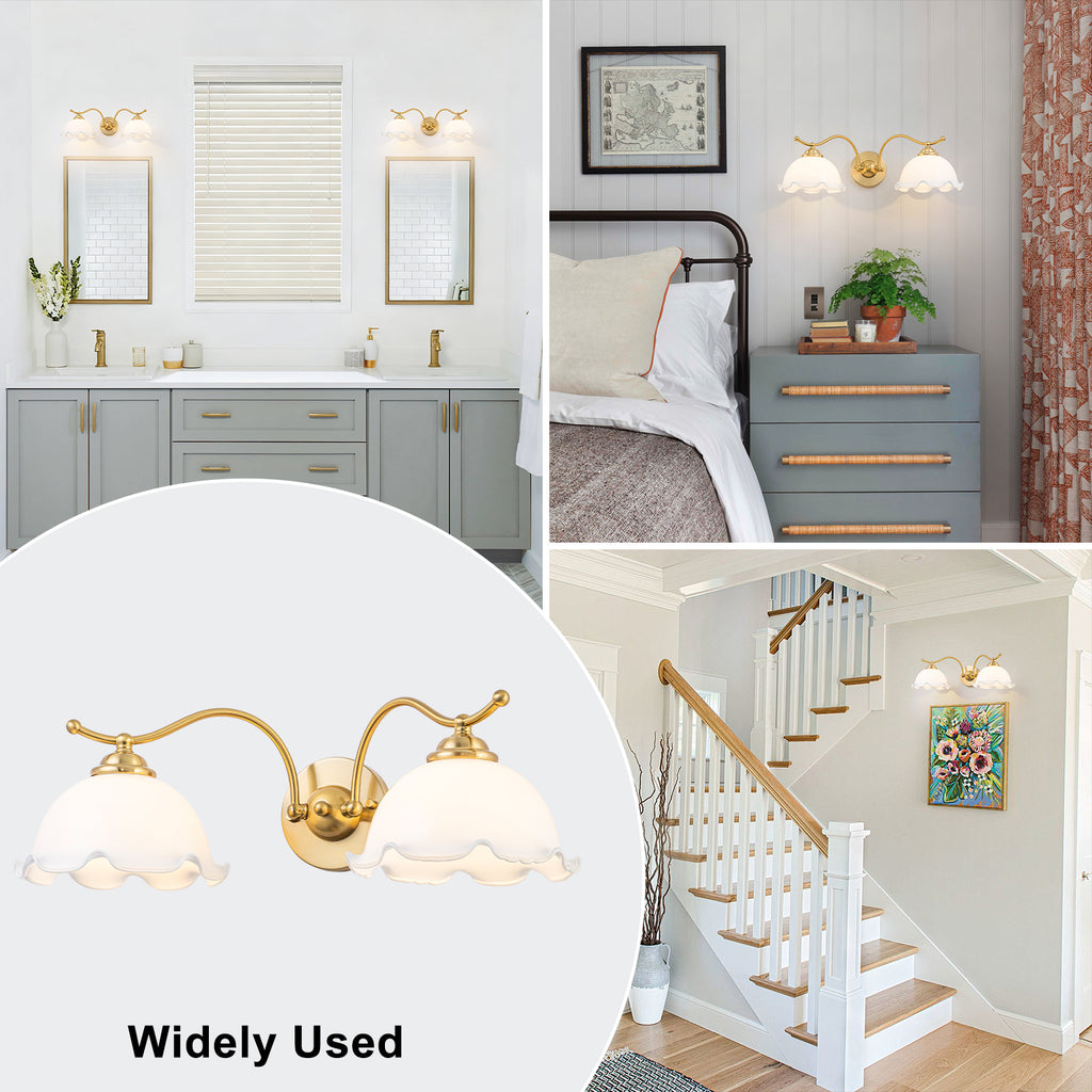 Natural Brass White Opal Glass Ceramic 2-Light Wall Sconce | SKU 81010000092888 | A81010000092888 (6).jpg