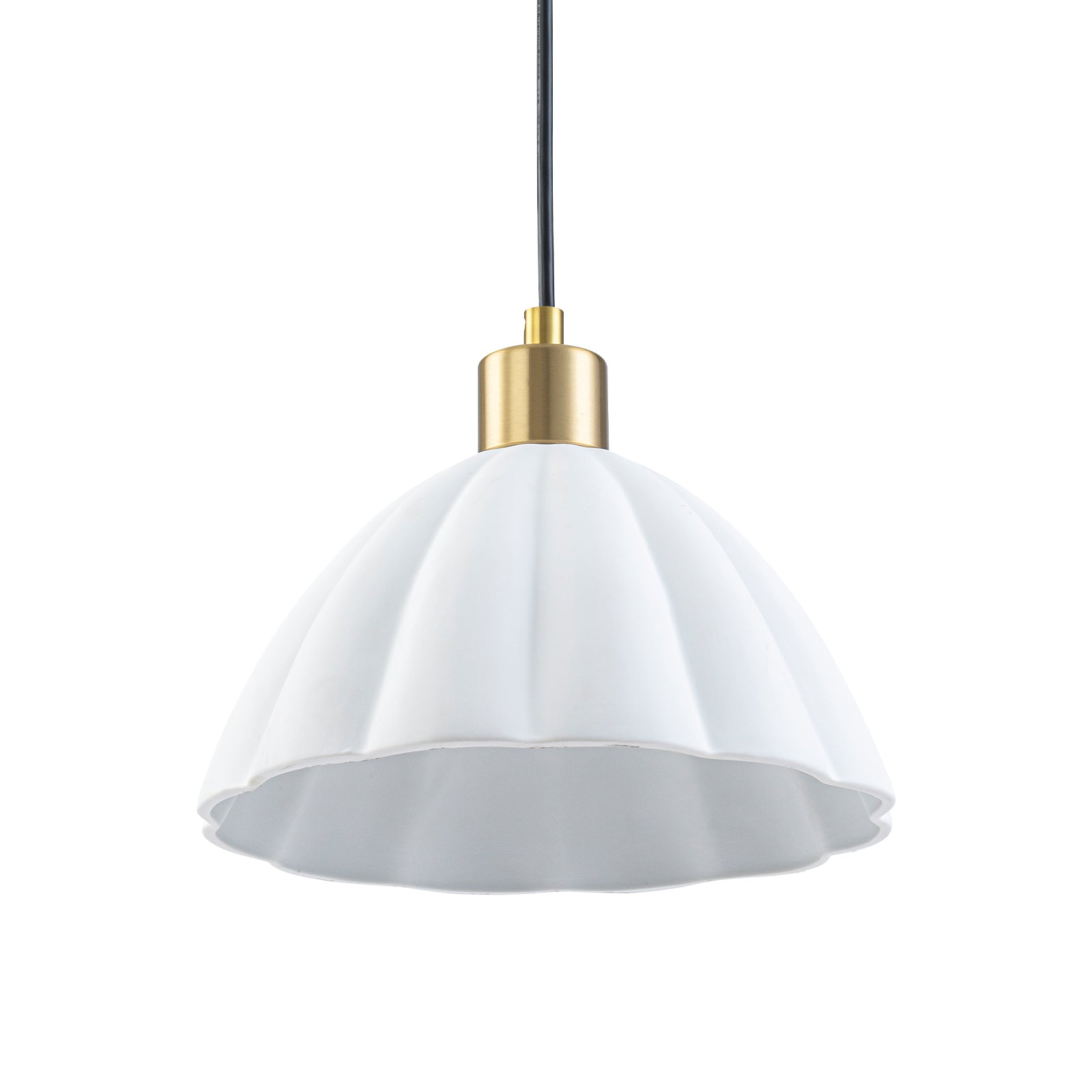 Natural Brass Matte White Ceramic Dome Pendant Light | SKU 81010000094758 | A81010000094758 (10).jpg