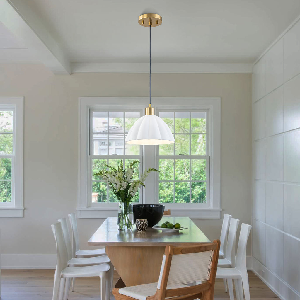 Natural Brass Matte White Ceramic Dome Pendant Light | SKU 81010000094758 | A81010000094758 (3).jpg