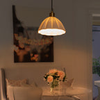 Natural Brass Matte White Ceramic Dome Pendant Light | SKU 81010000094758 | A81010000094758 (4).jpg
