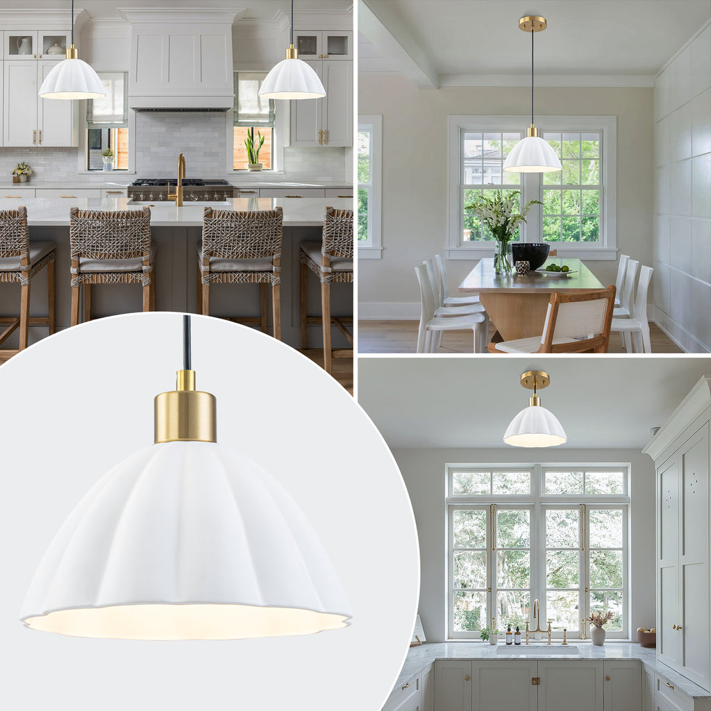 Natural Brass Matte White Ceramic Dome Pendant Light | SKU 81010000094758 | A81010000094758 (7).jpg