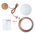 10.63 in. 1-Light Wooden Globe Hanging Pendant Light with White Glass Shade for Kitchen Island, Bedroom