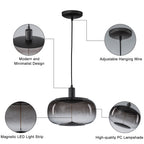 10-Watt 1-Light Modern Dimmable Integrated LED Pendant Light with Drum Shade for Kitchen Island