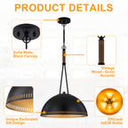 15.75 in. 3-Light Vintage Industrial Metal Dome Pendant Light Chandelier with Iron Shade for Kitchen, Dining