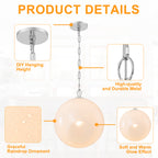 Chrome Modern Globe Hanging Pendant Light with White Bubble Glass Shade for Kitchen Island, Dining