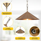14.76 in. 60-Watt 1-Light Vintage Bronze Island Pendant Light with Cone Iron Shade for Kitchen, Dining Room