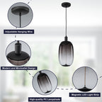 10-Watt 1-Light Modern Dimmable Integrated LED Pendant Light with Drum Shade for Kitchen Island