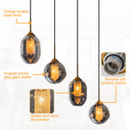 38.6 in. 4-Light Modern Black Linear Pendant Light with 2-Tier Glass Shades for Kitchen Island