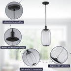 10-Watt 1-Light Modern Dimmable Integrated LED Pendant Light with Drum Shade for Kitchen Island