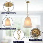 1-Light Modern Gold Bell Shaped Chandelier Hanging Light with Champagne-Colored Glass Shade for Dining Room