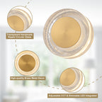 7.48 in. Modern Brass Round Dimmable Integrated LED Wall Sconce Clear Glass Bathroom Vanity Light