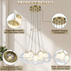 7-Light Modern Gold Sputnik Cluster LED Chandelier with Clear Globe Shades for Living Room