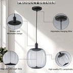 10-Watt 1-Light Modern Dimmable Integrated LED Pendant Light with Drum Shade for Kitchen Island