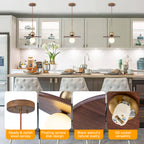 25-Watt 1-Light Modern Gold and Wood Pendant Light with White Globe Glass Shade for Bedroom