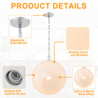 Chrome Modern Globe Hanging Pendant Light with White Bubble Glass Shade for Kitchen Island, Dining
