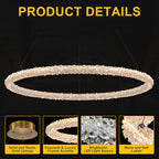 1-Light Modern Gold Metal Ring Crystal Integrated LED Pendant Light Dimmable Chandelier for Dining Room