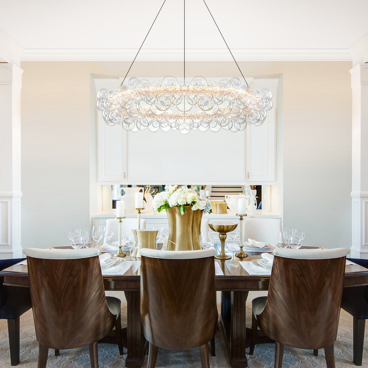 Crystal Bead LED Chandelier with Clear Glass Globe, Dimmable - product image 3 | Zenvolit