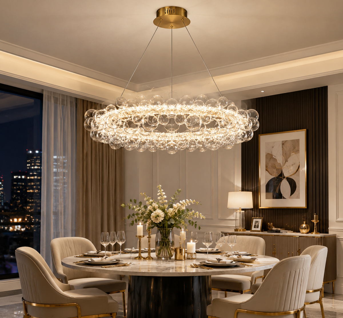 Crystal Bead LED Chandelier with Clear Glass Globe, Dimmable - product image 22 | Zenvolit