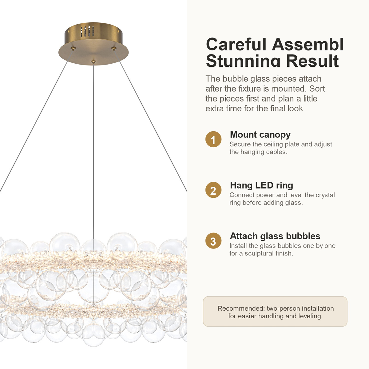 Crystal Bead LED Chandelier with Clear Glass Globe, Dimmable - product image 23 | Zenvolit